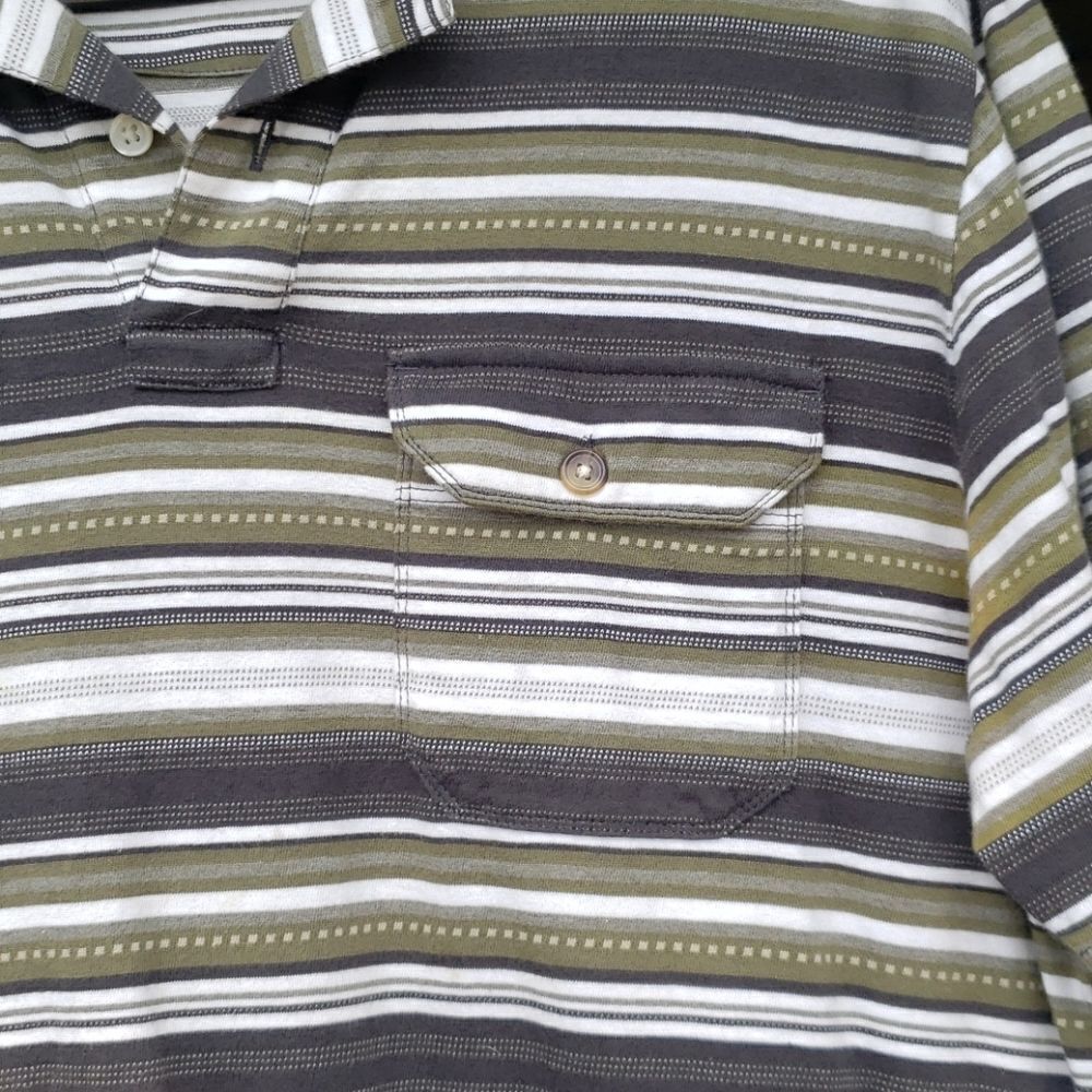 EUC Chaps Green Striped Polo Golf Shirt Sz M - Picture 2 of 3